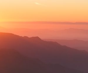 silhouette of mountain during golden hour